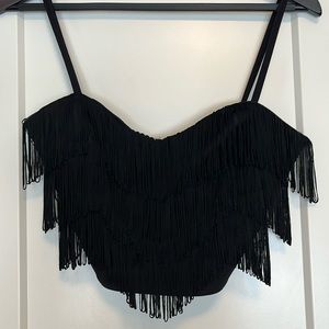 Fringe corset crop top